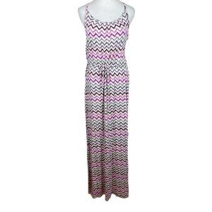 Best Society Maxi Dress M‎ Multicolor Printed Racerback Sleeveless Tie